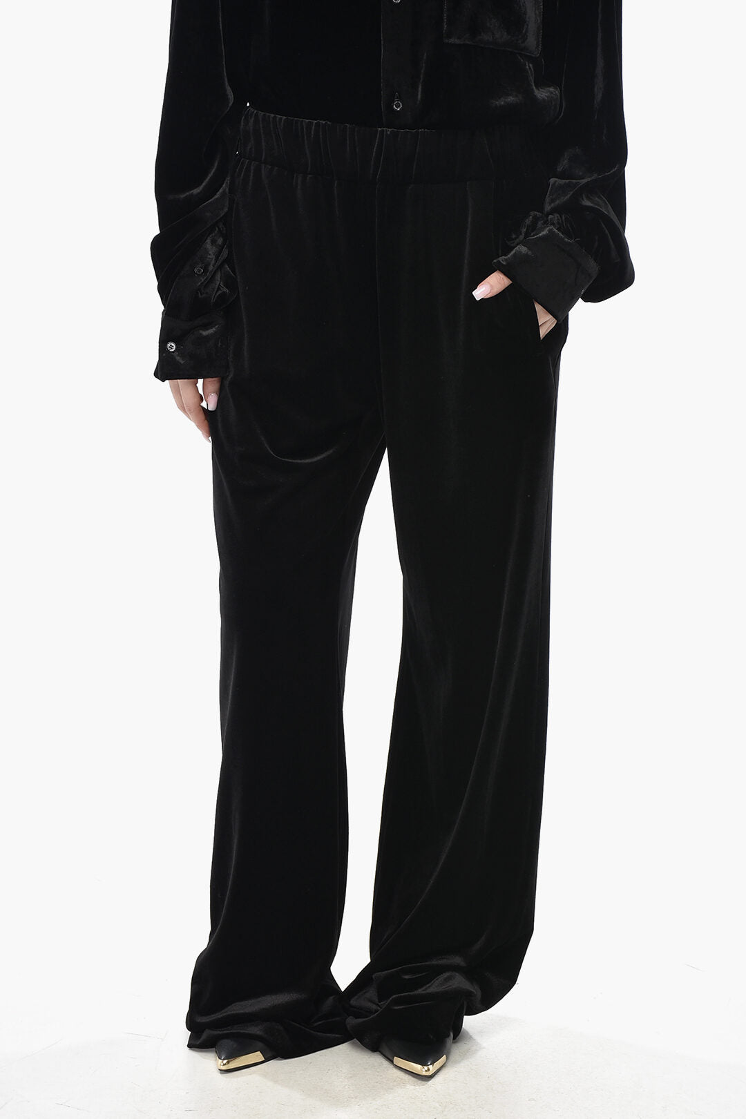 Dolce & Gabbana 3500~Velour Trousers With Elastic Waistband