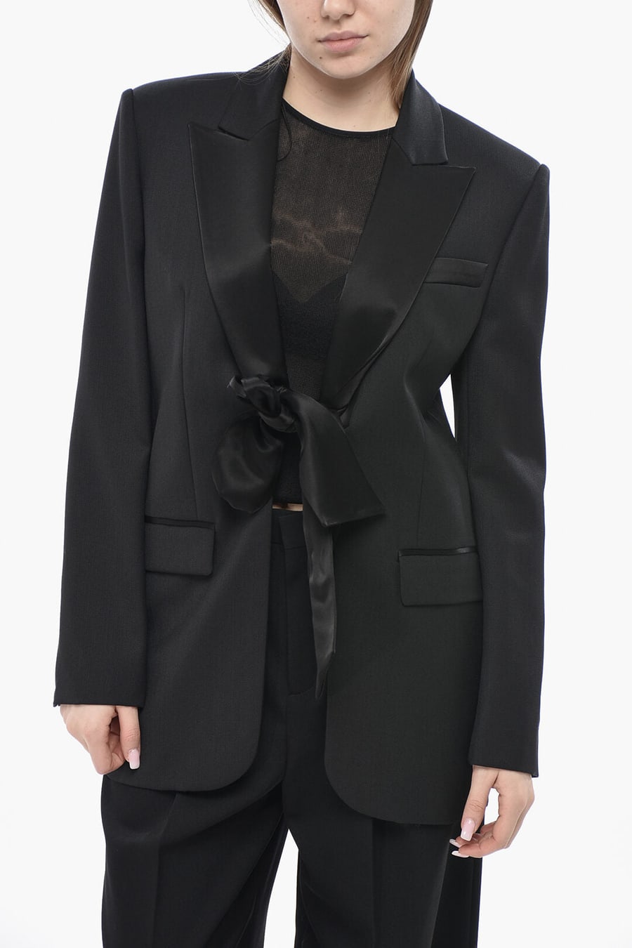 Pinko 3500~Wool-Blend Blazer GAZZELLA With Satin Bow