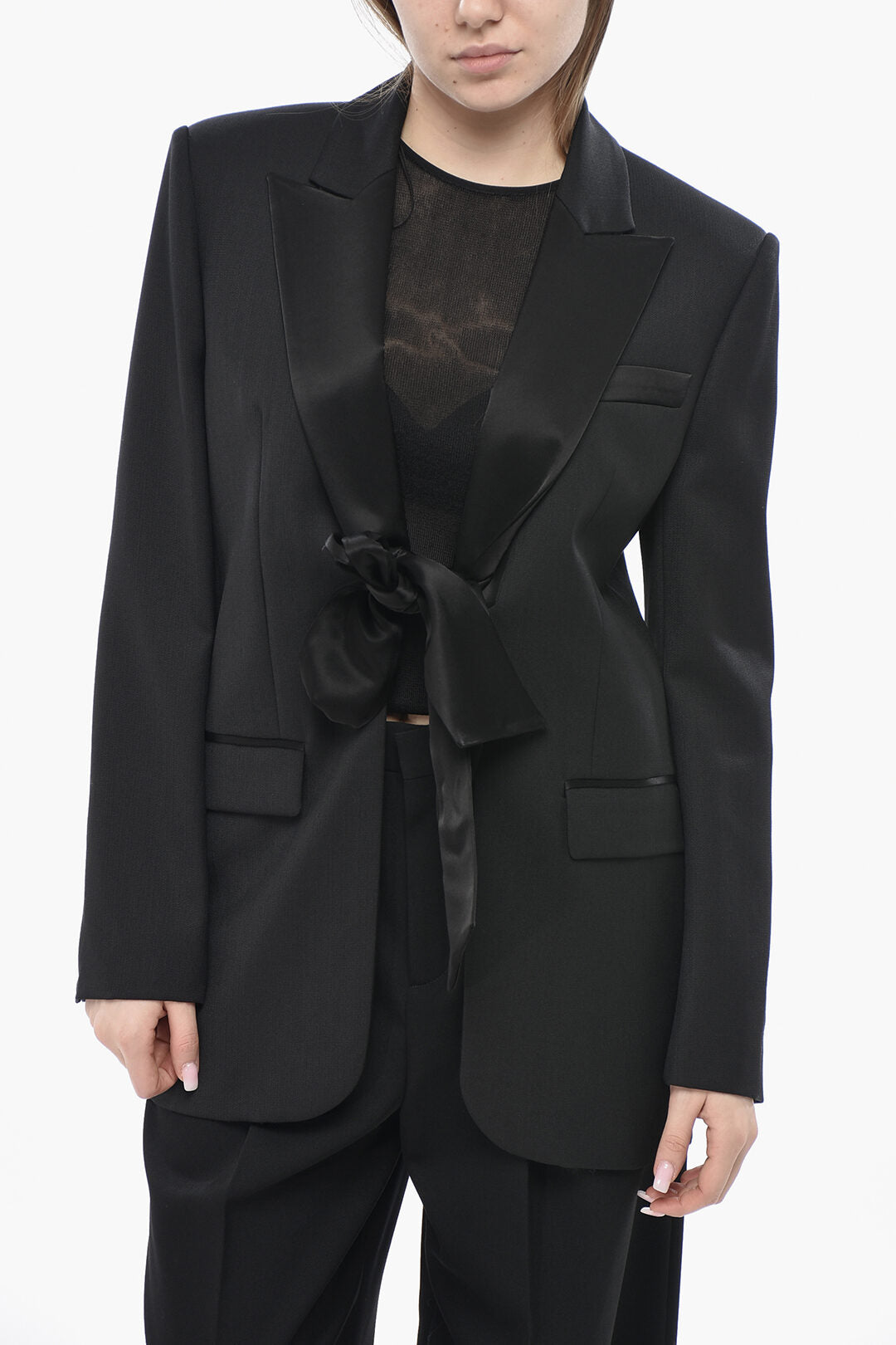 Pinko 3500~Wool-Blend Blazer GAZZELLA With Satin Bow