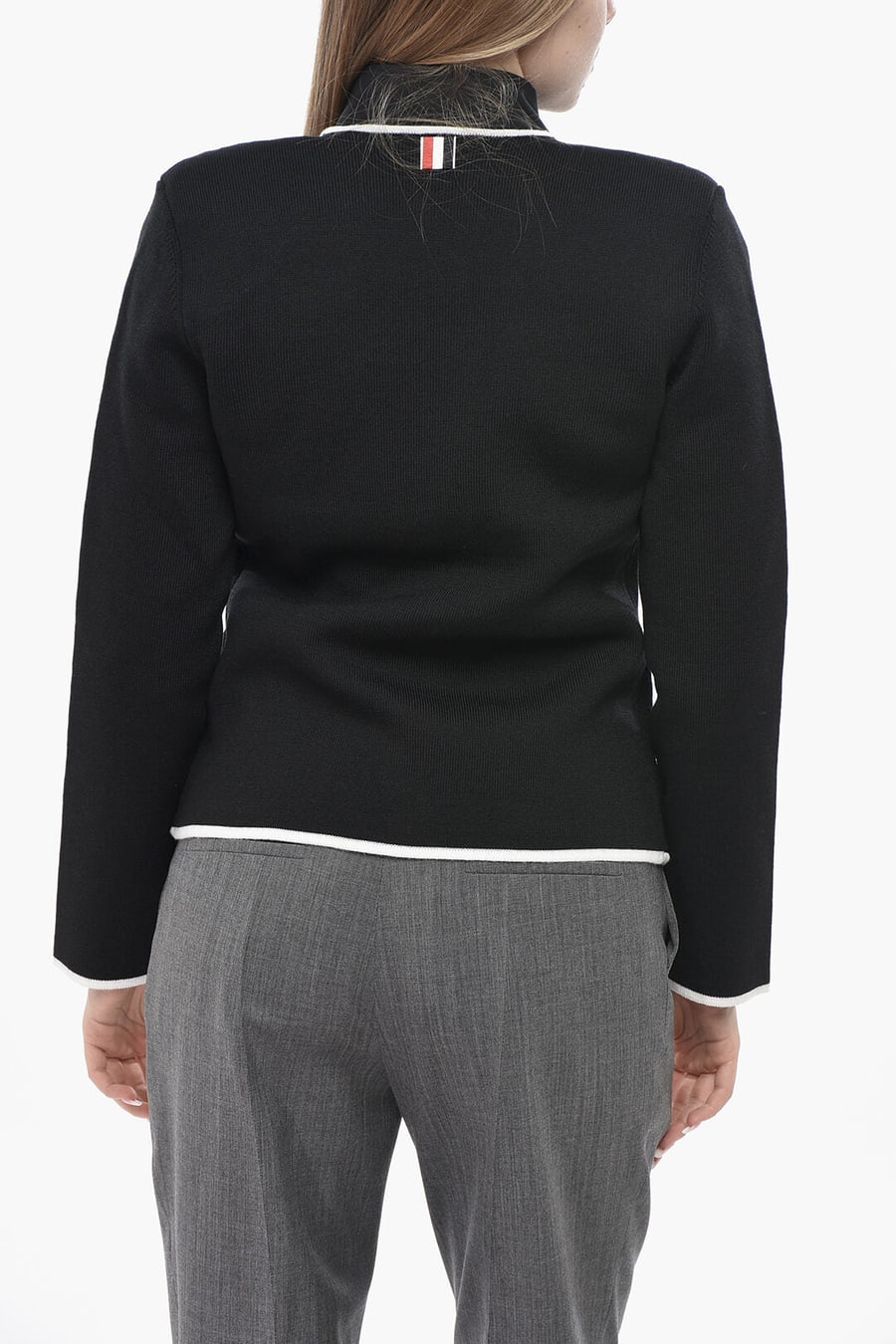 Thom Browne 3500~Virgin Wool Cardigan with Contrast Edging, view 2