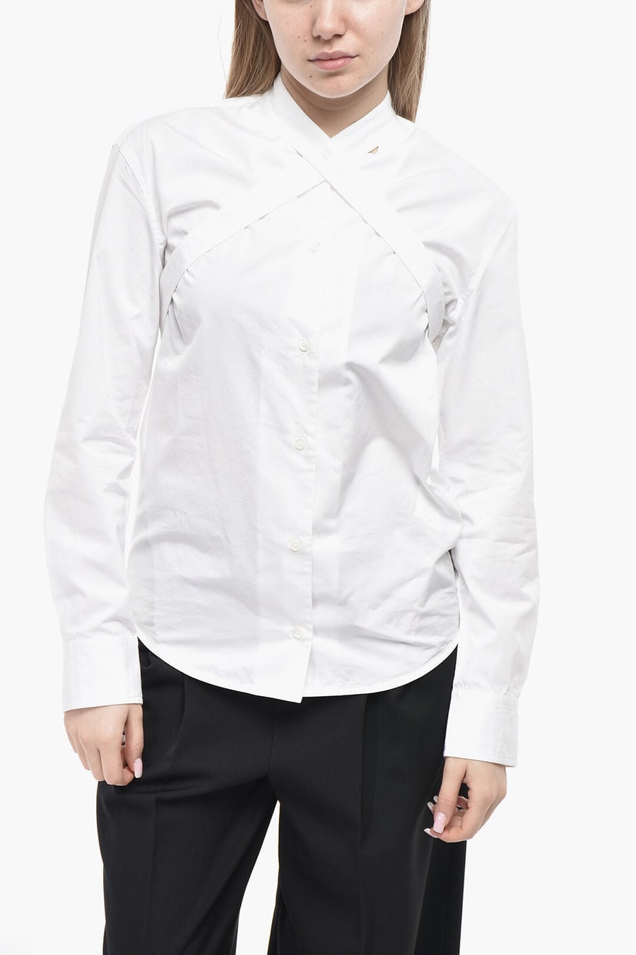Off-White 2405~Cotton Poplin Blouse CROSSBELT