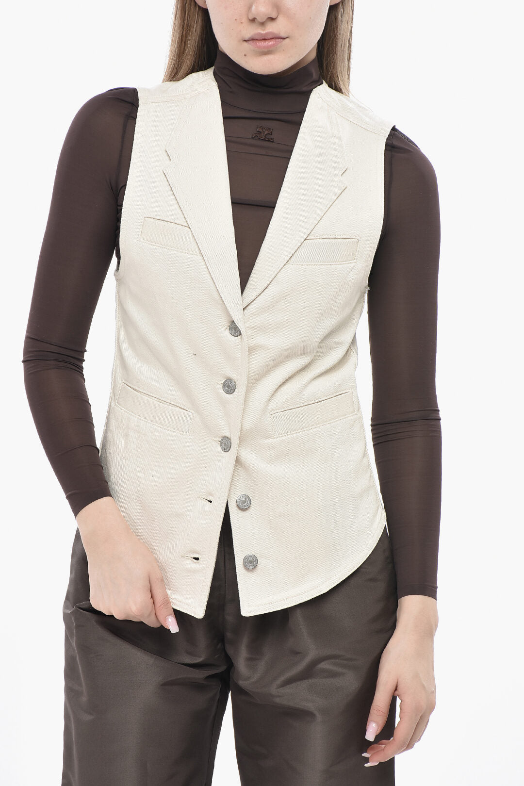 Pinko 2405~REIMAGINE Denim Gilet with Welt Pockets