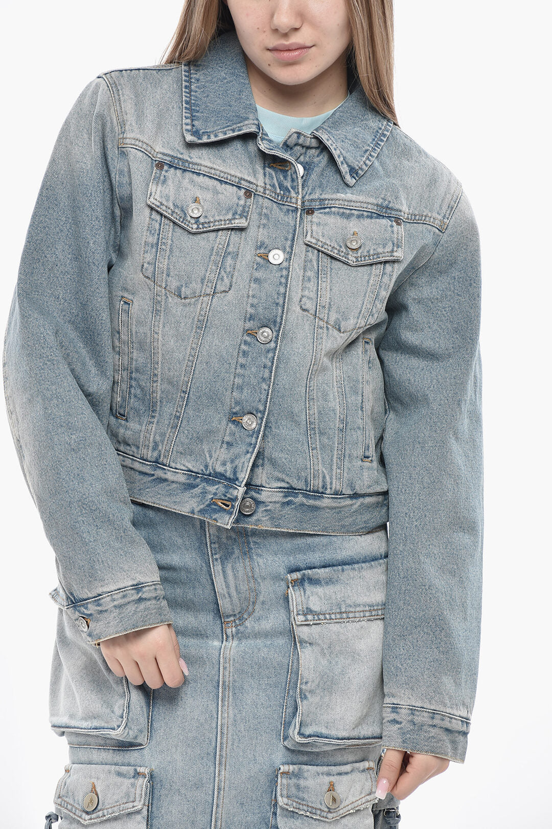 Victoria Beckham 2750~Quilted Denim Crop Jacket