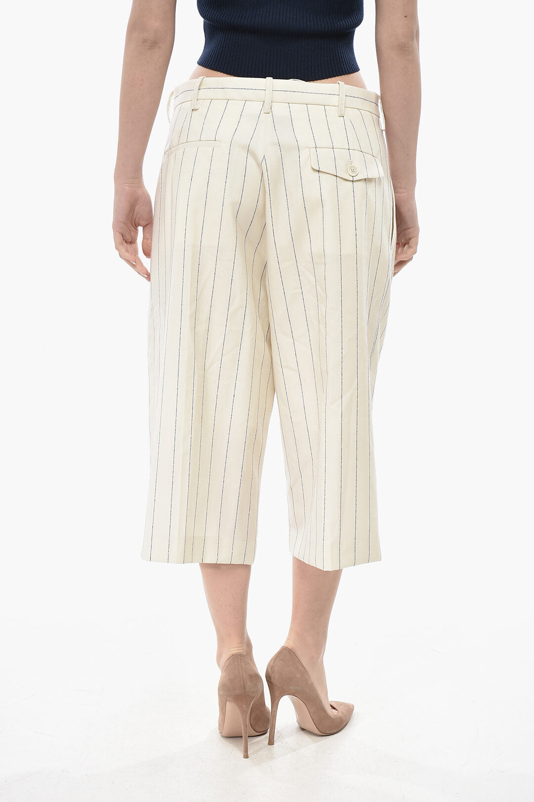 Marni 2500~Virgin Wool Pinstripe Gaucho Pants, view 2