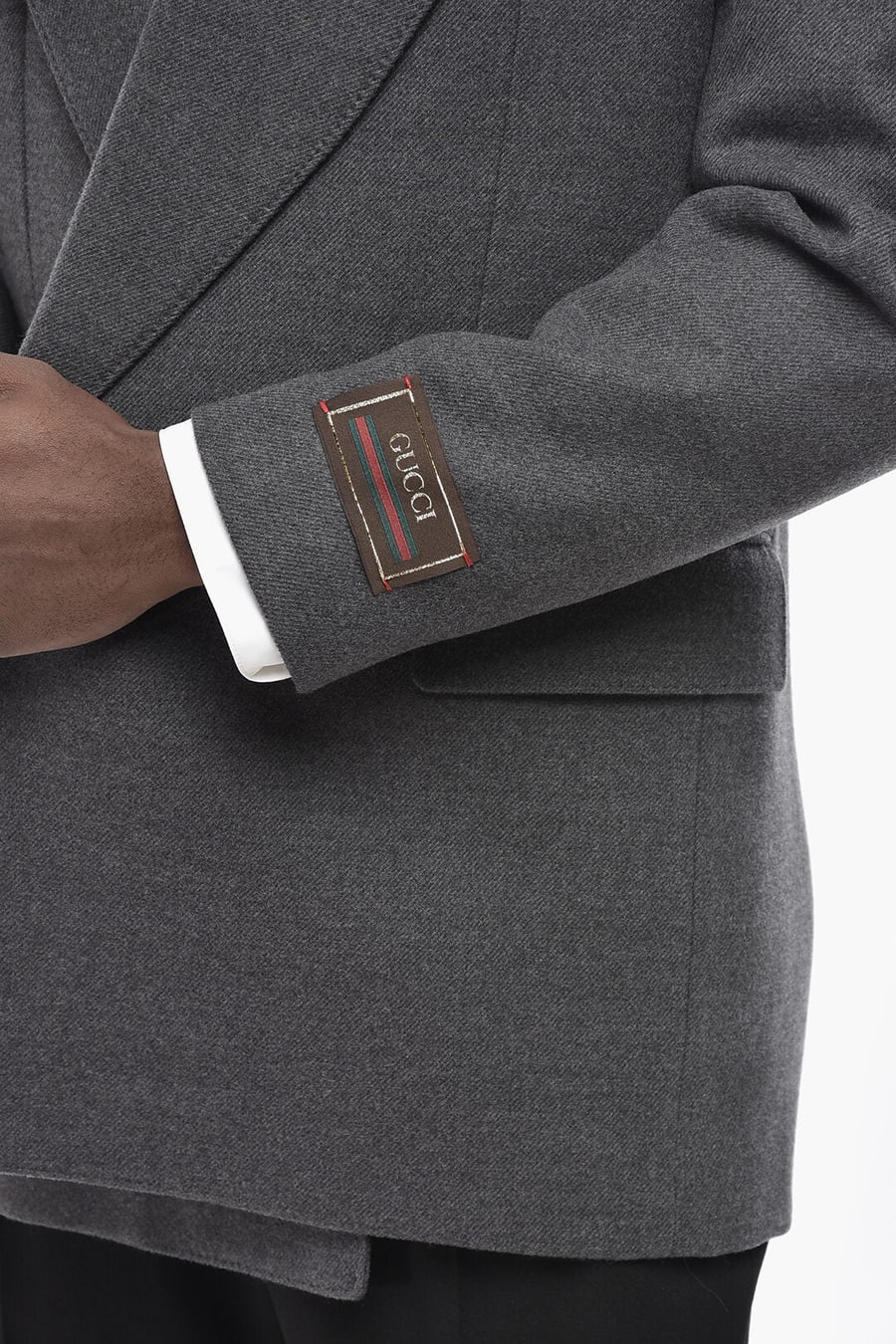 Gucci 2470~Open Front Wool Jacket With Peak Lapel, view 3