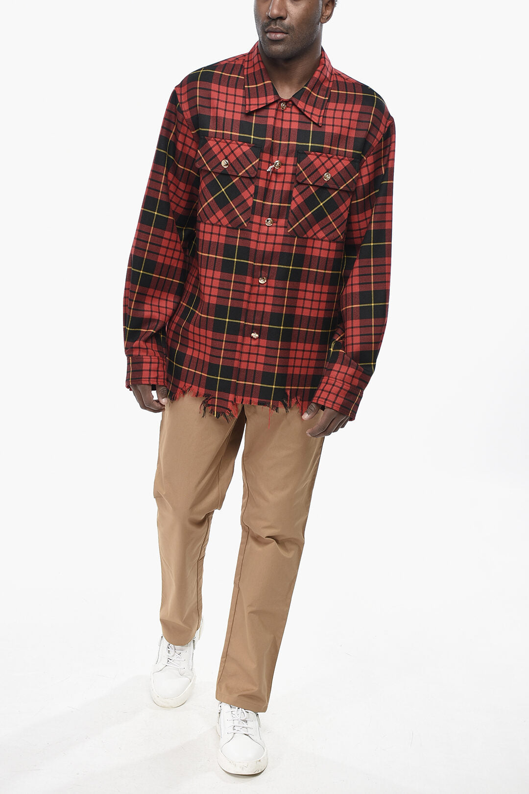 Alexander McQueen 2550~Tartan Shirt With Fringed Hem