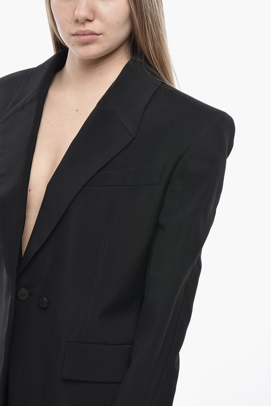 Mugler 3500~Bare-Back Blazer with Padded Straps, view 3
