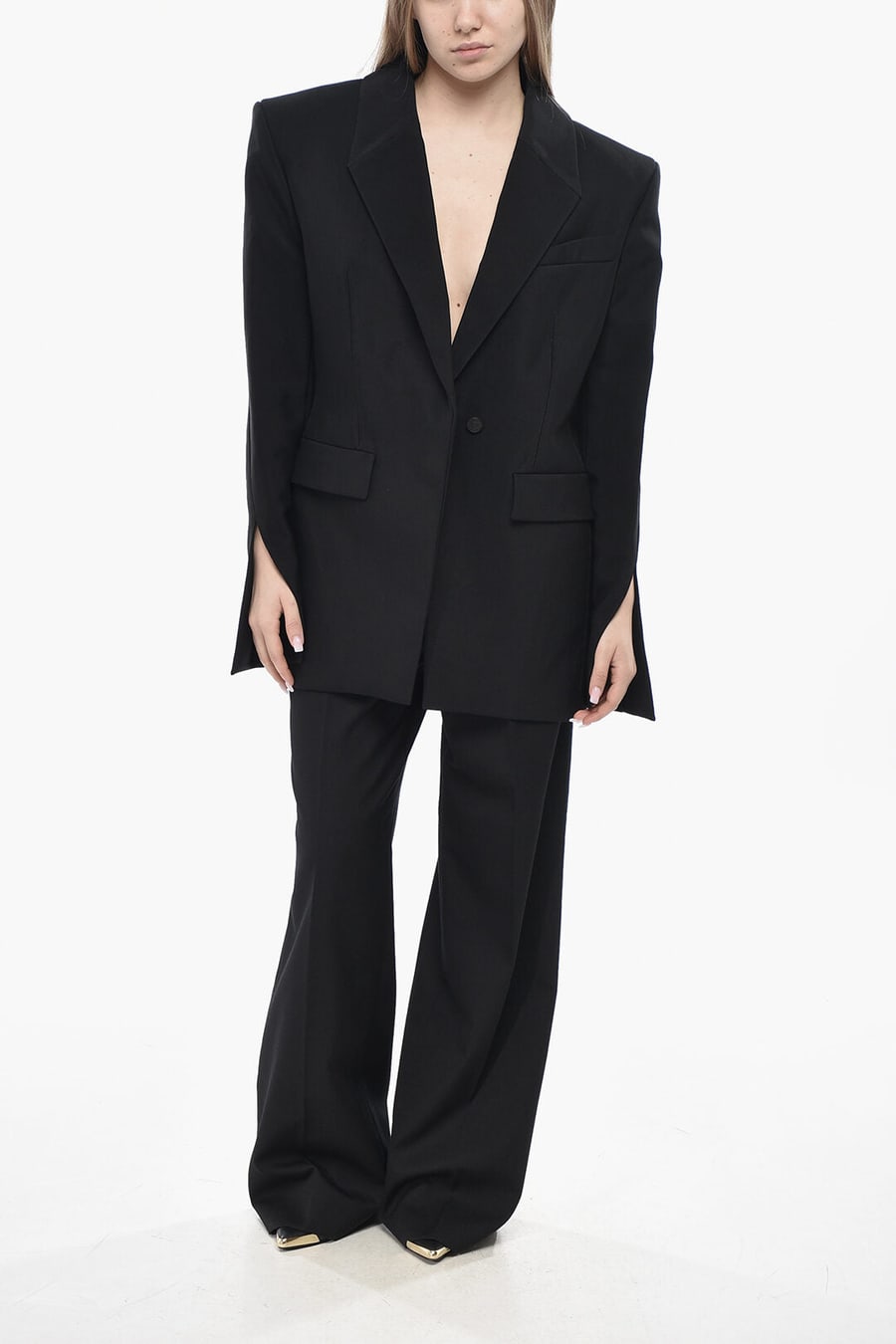 Mugler 3500~Bare-Back Blazer with Padded Straps, view 4