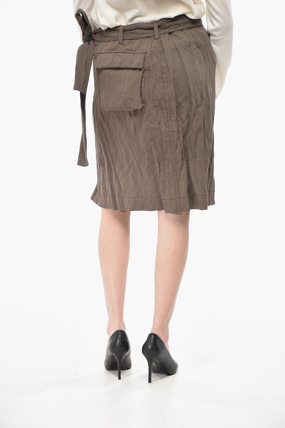 Ferragamo 2405~Cotton-Blend Midi Skirt with Utility Pocket
