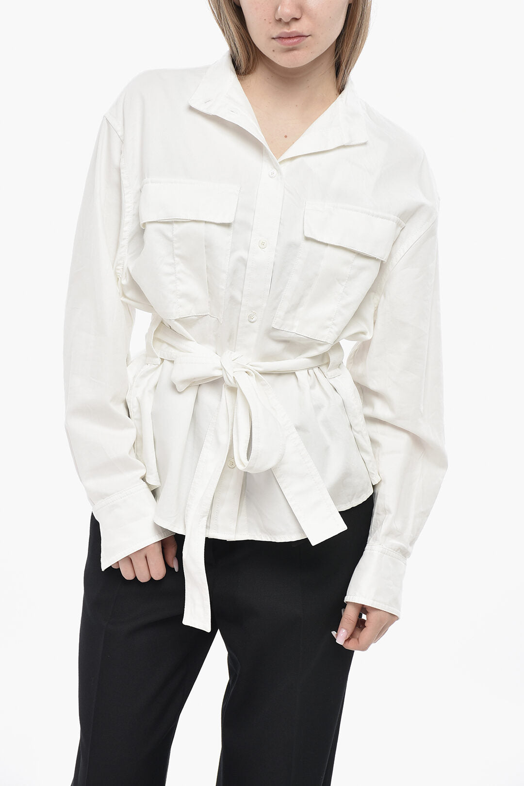 Ferragamo 2405~Cotton-Blend Sahariana Shirt With Belt