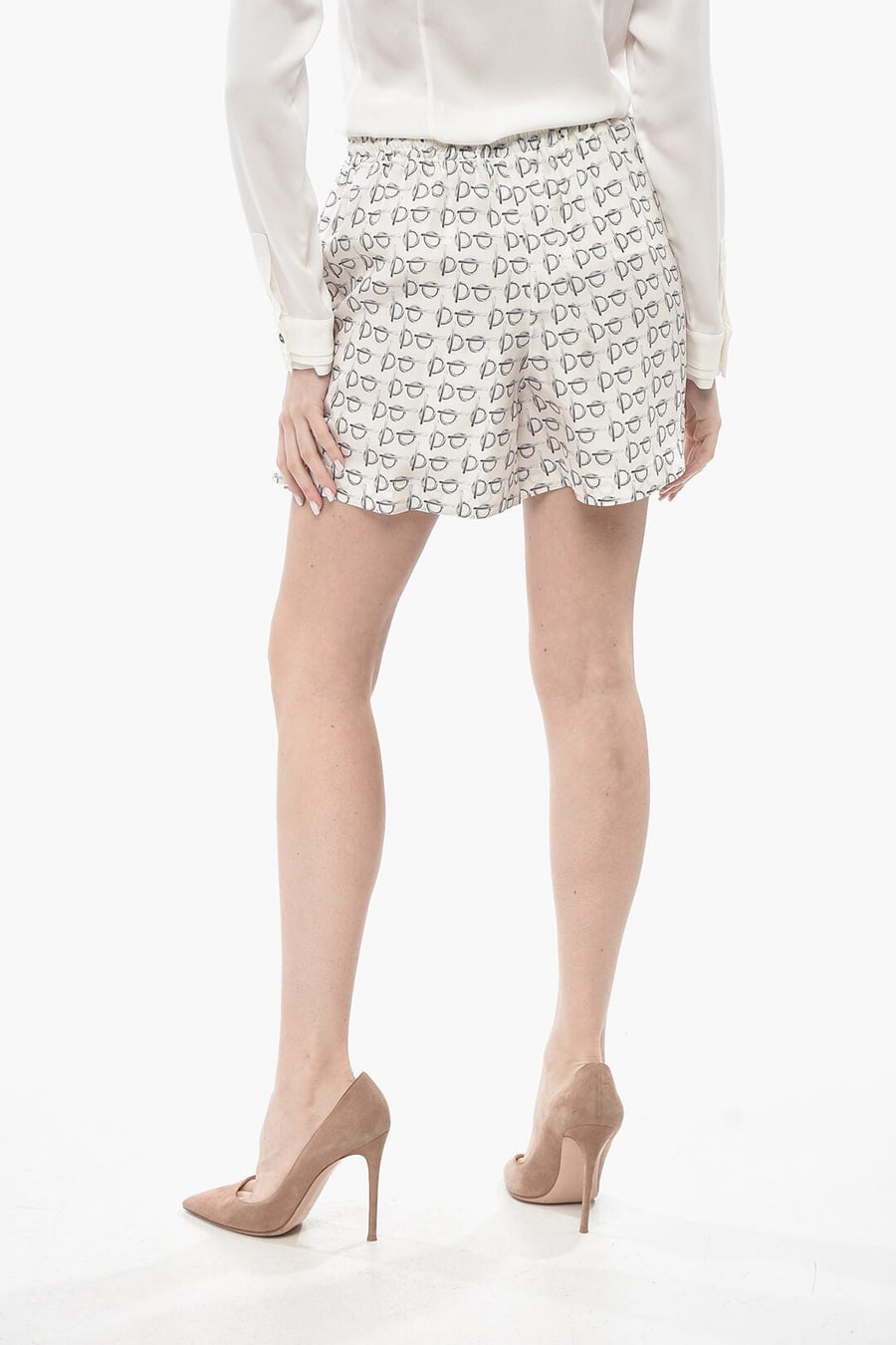 Burberry 2405~Printed Silk Shorts With Elastic Waist, view 2
