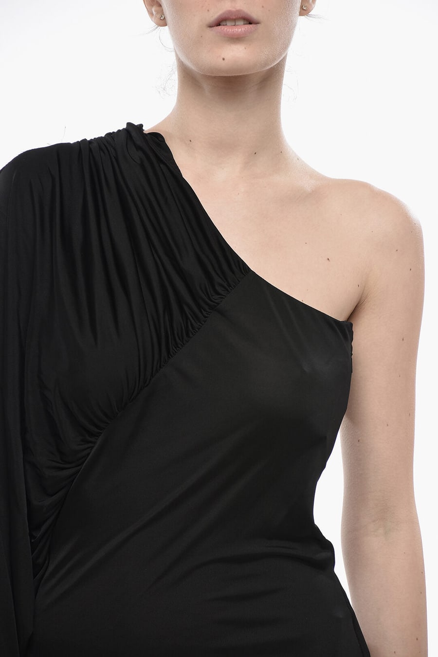 Saint Laurent 3500~One-Shoulder Viscose Dress With Batwing Sleeve, view 3