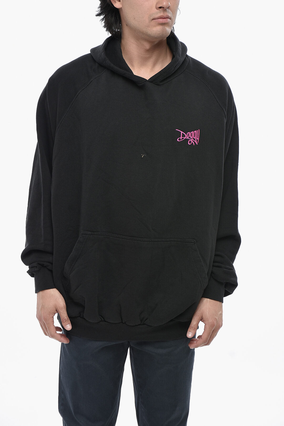 Doggy 3500~Cotton Hoodie With Patch Pocket And Embossed Logo