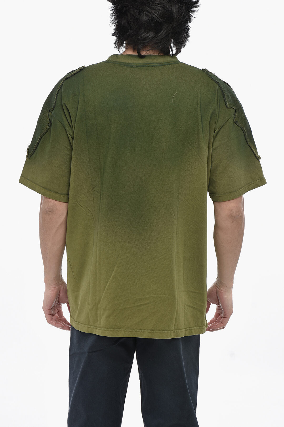 Cultura 2850~Faded Effect Crewneck T-Shirt With Fleece Details
