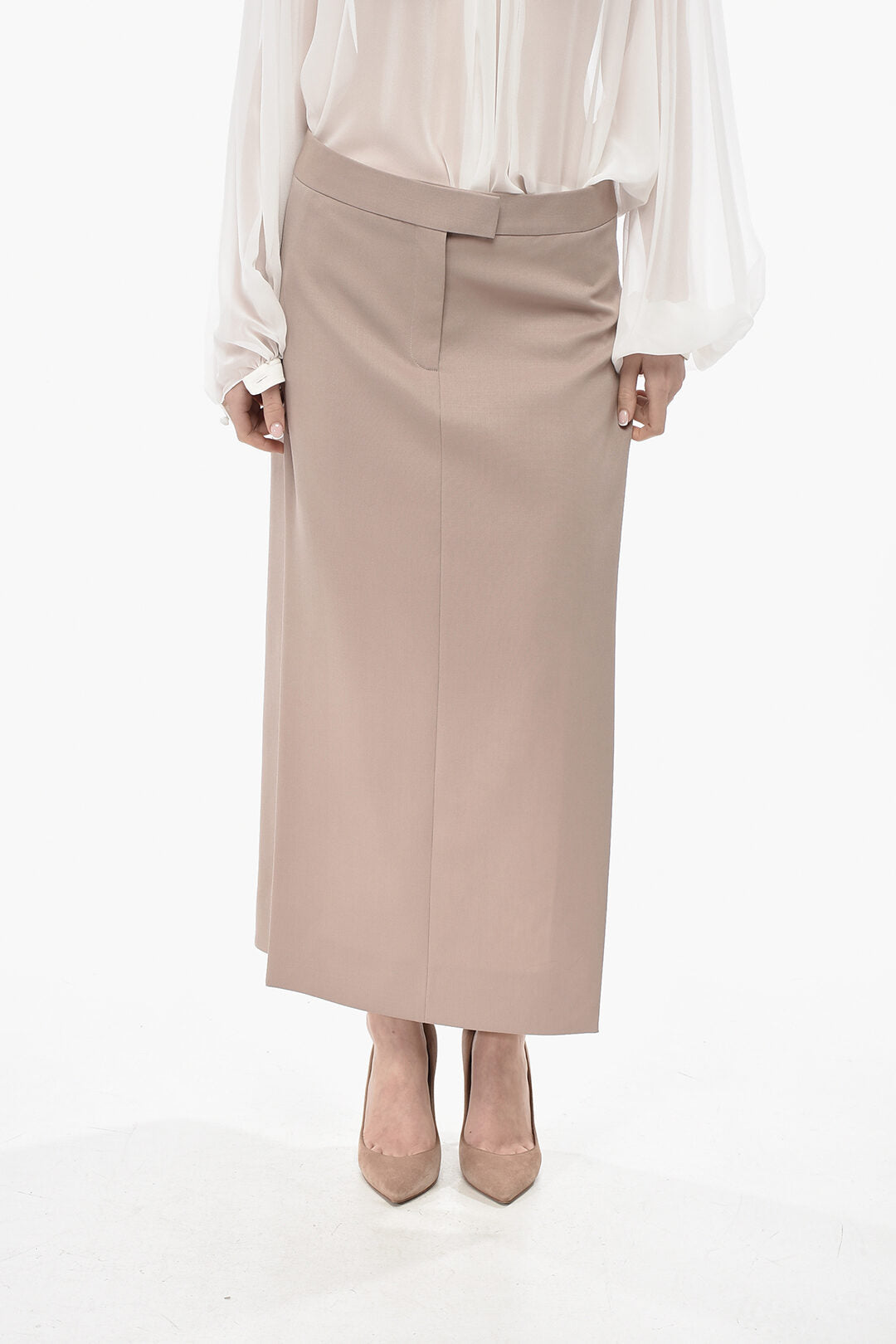 The Attico 3050~Wool Pencil Skirt With Side Slits