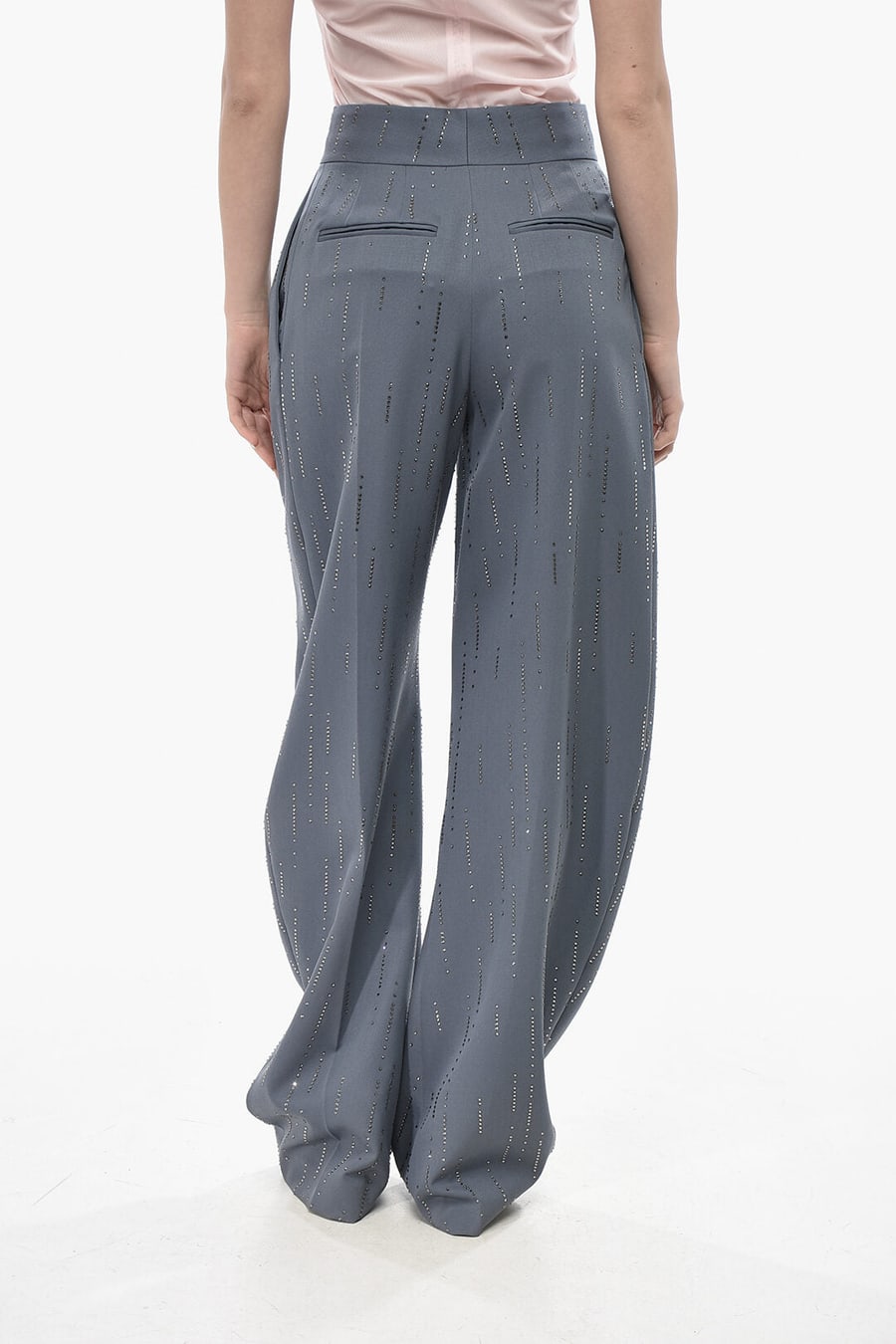 The Attico 2750~Wool Banana Fit Trousers With All-Over Crystals, view 2