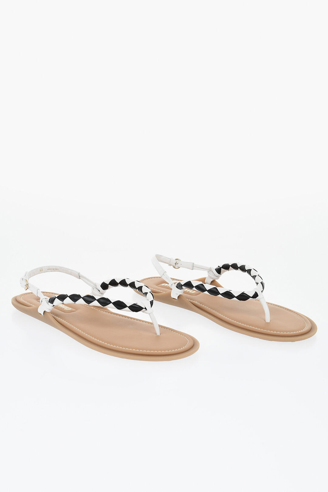 Miu Miu 2550~Leather Thong Slingback Sandals