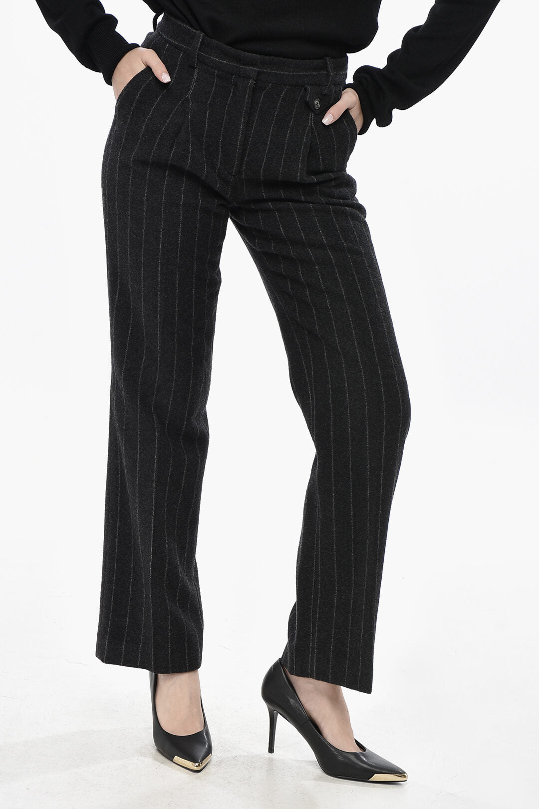 The Garment 2470~Pinstripe Wool-Blend Trousers