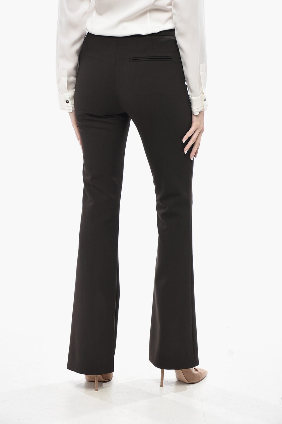 Courreges 2405~Wool-Blend Bootcut Trousers with Side Buttoning, view 2