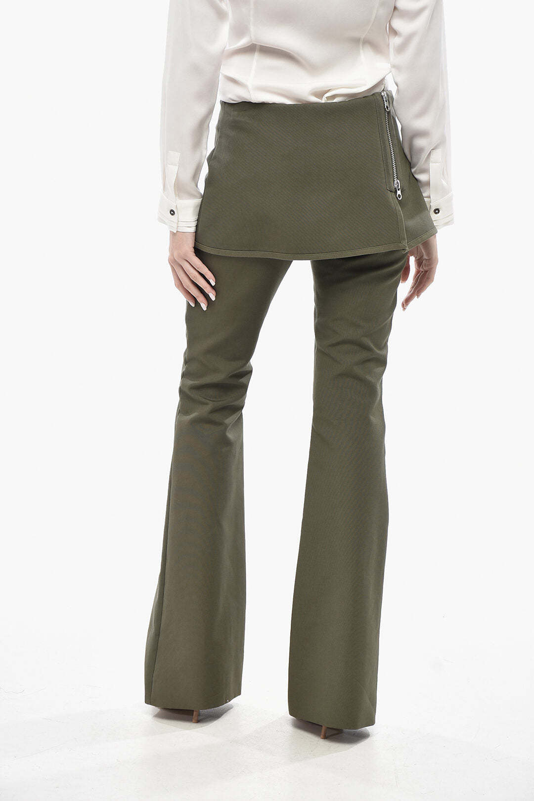 Courreges 2800~Double-Fabric Bootcut Trousers