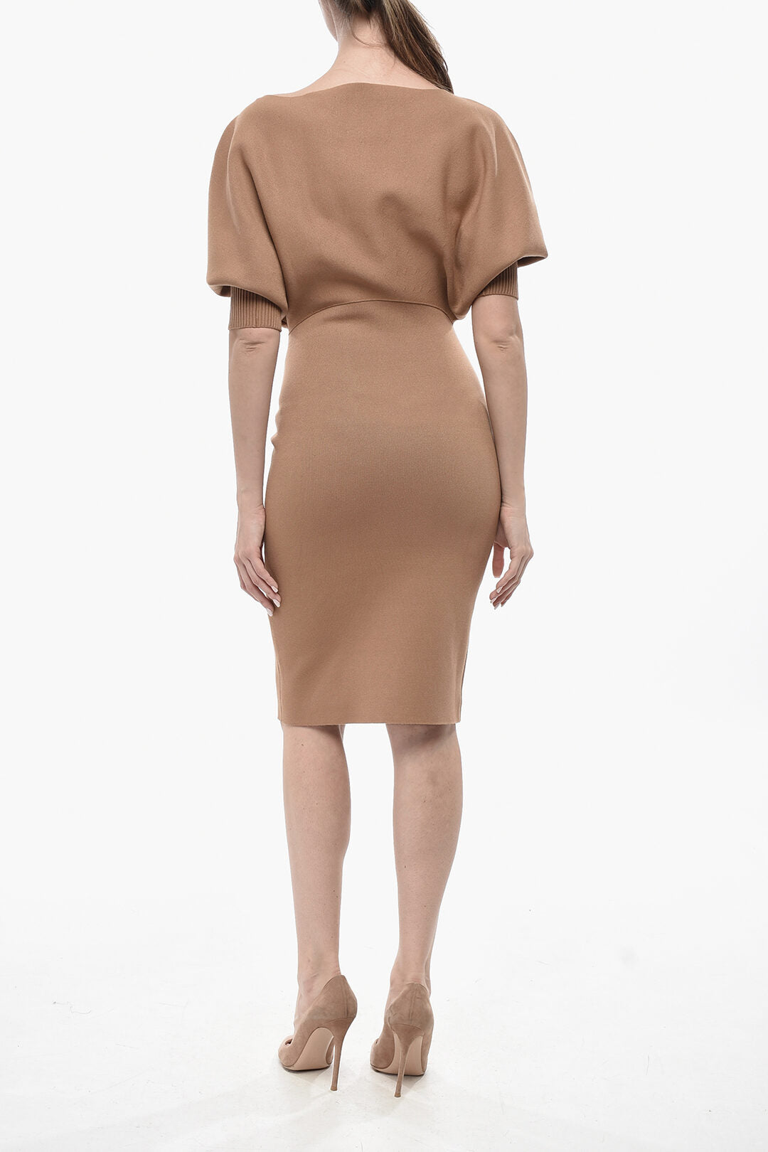 Super Blond 2405~Knit Sheath Dress With 3/4 Batwing Sleeves, view 2