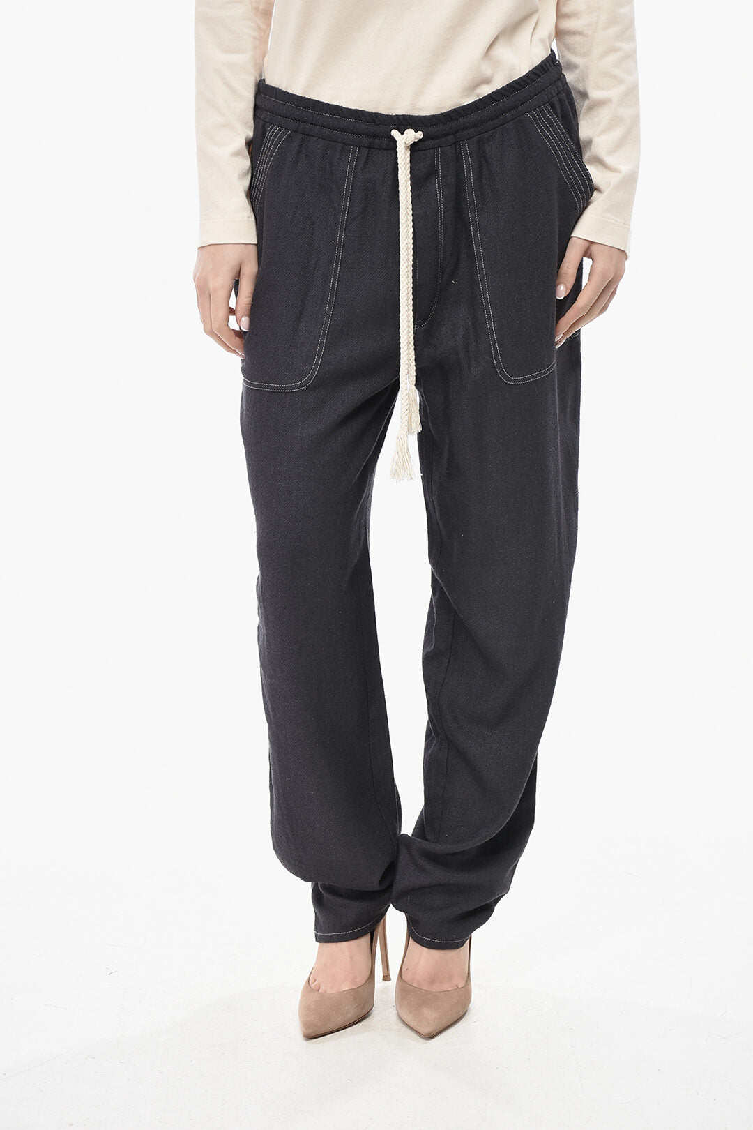 Isabel Marant 2405~ETOILE Silk-Jersey Pants VIAMAO With Drawstring