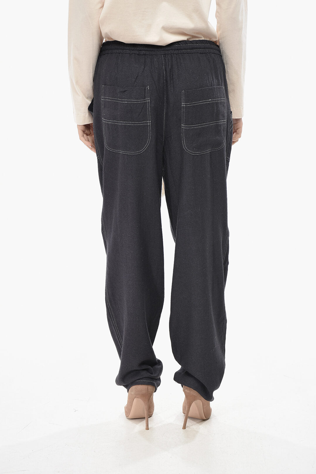 Isabel Marant 2405~ETOILE Silk-Jersey Pants VIAMAO With Drawstring, view 2