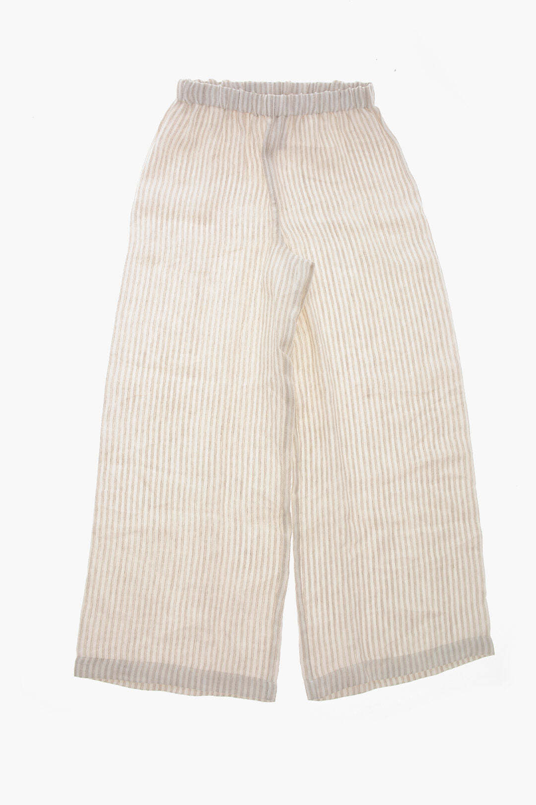 il gufo 2405~Straight-Fit Linen Herringbone Trousers with Awning Pattern