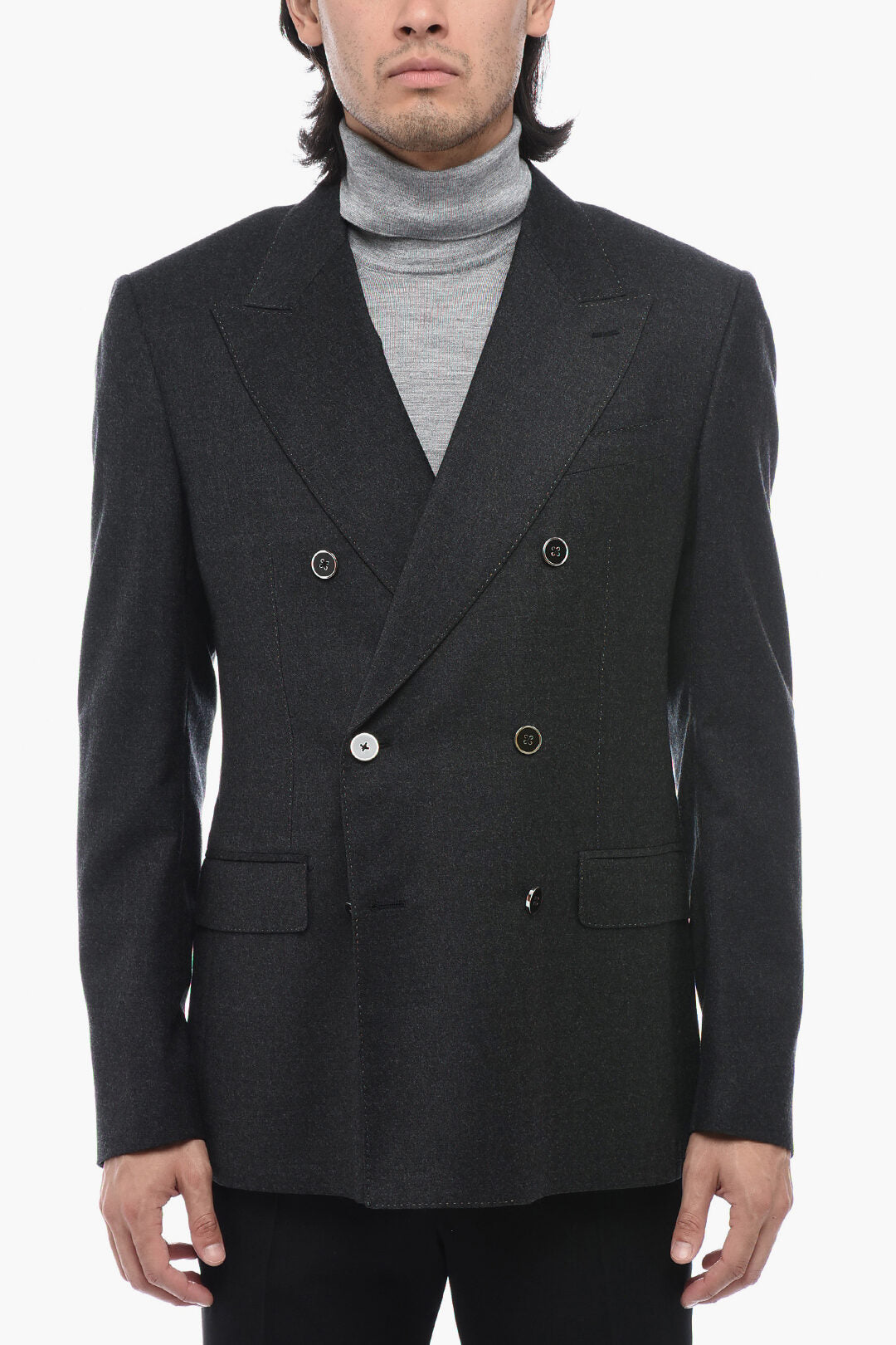 Dolce & Gabbana 2470~TAILORED Wool Double-Breasted Blazer With Peak Lapel