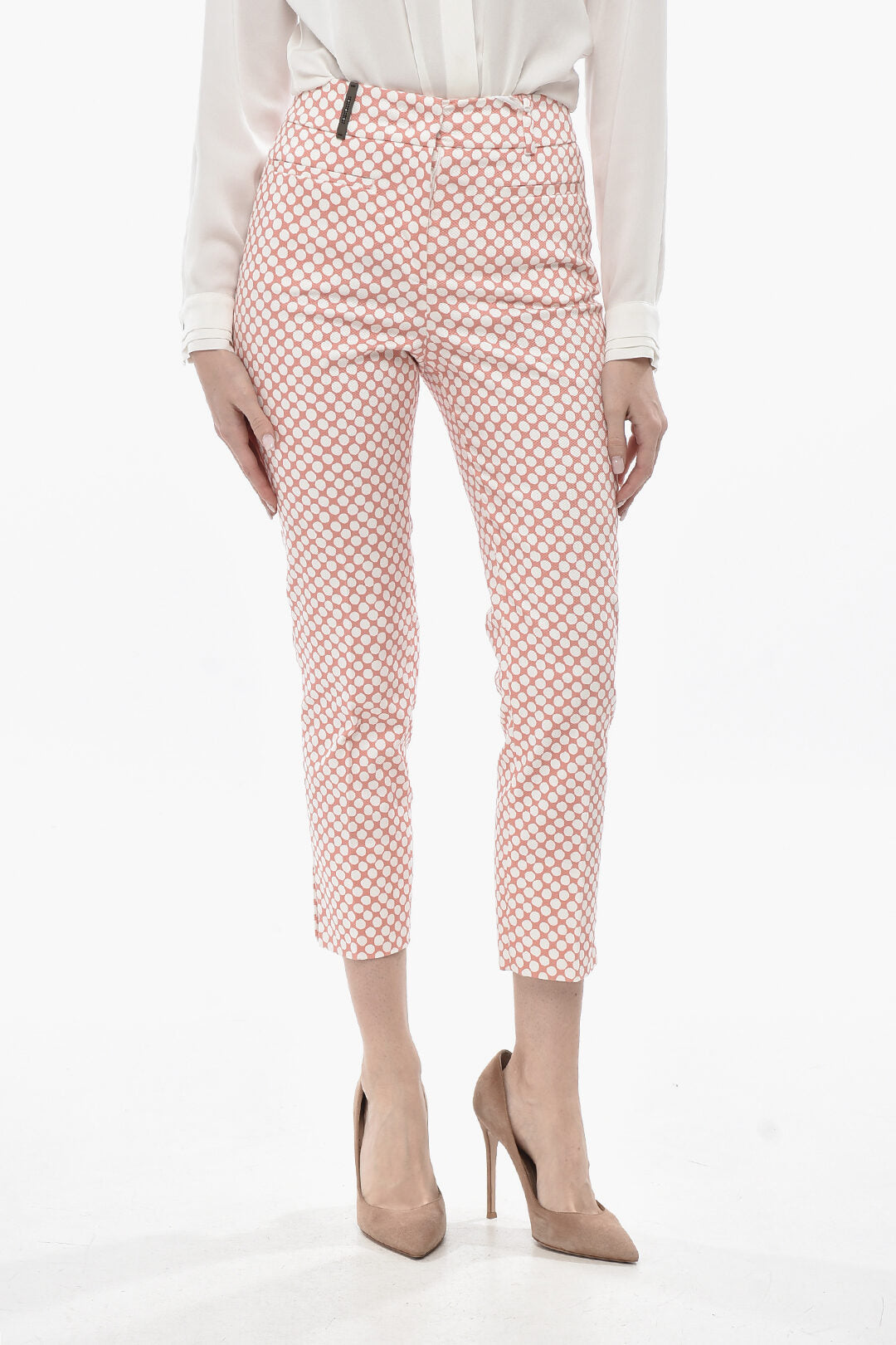 Peserico 3050~Cotton-Blend Chino Pants with Polka-Dot Pattern