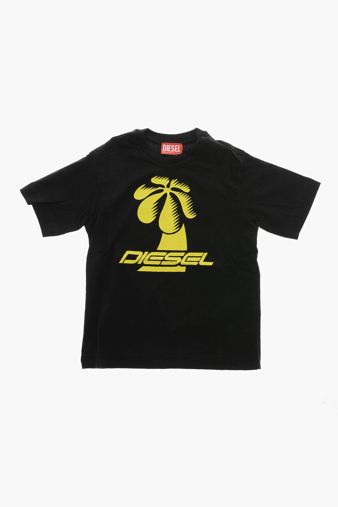 Diesel Kids 3500~Solid-Color Crew Neck T-Shirt with Front Print