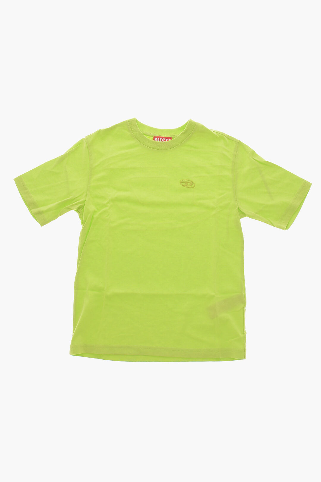 Diesel Kids 2850~Crewneck Solid-Color T-Shirt With Embroidered Oval-D Logo