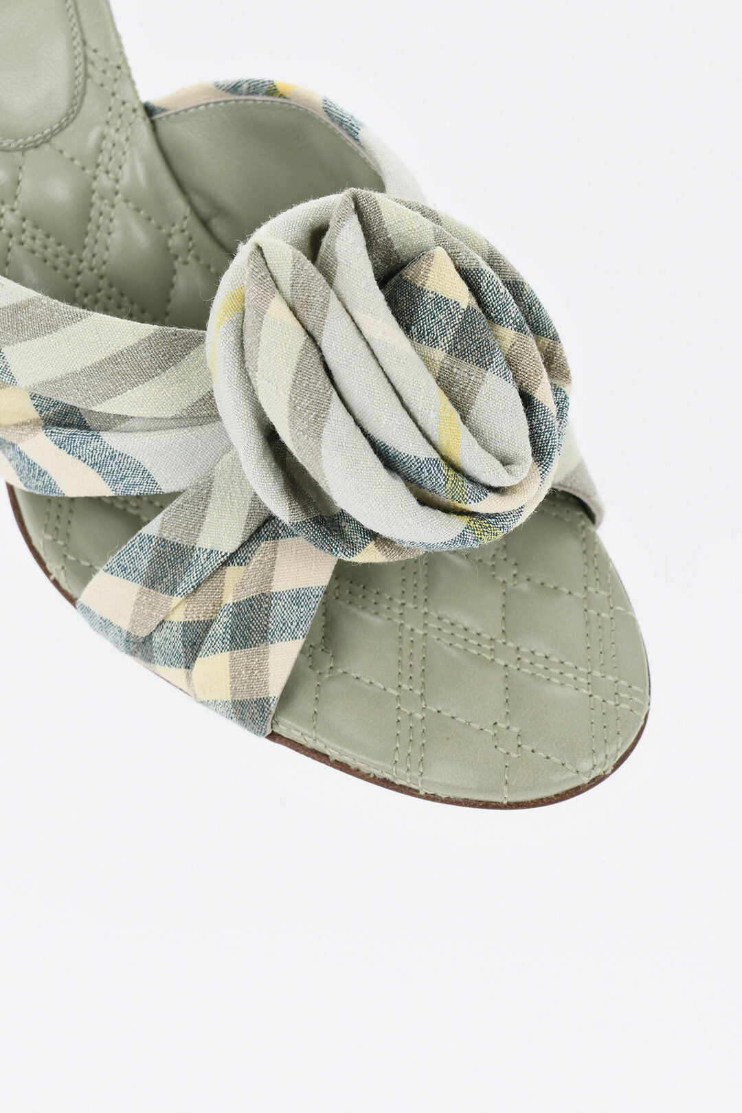 Burberry 2850~Tartan Fabric Sandals With Front Flower 10cm
