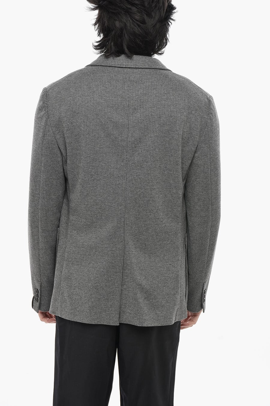 Paolo Pecora 2470~Herringbone-Pattern Blazer with Patch Pockets, view 2