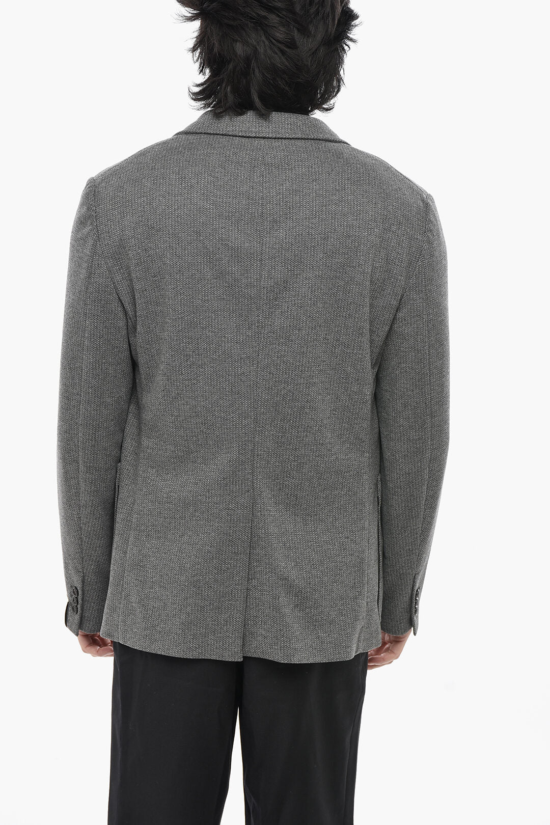 Paolo Pecora 2470~Herringbone-Pattern Blazer with Patch Pockets, view 2