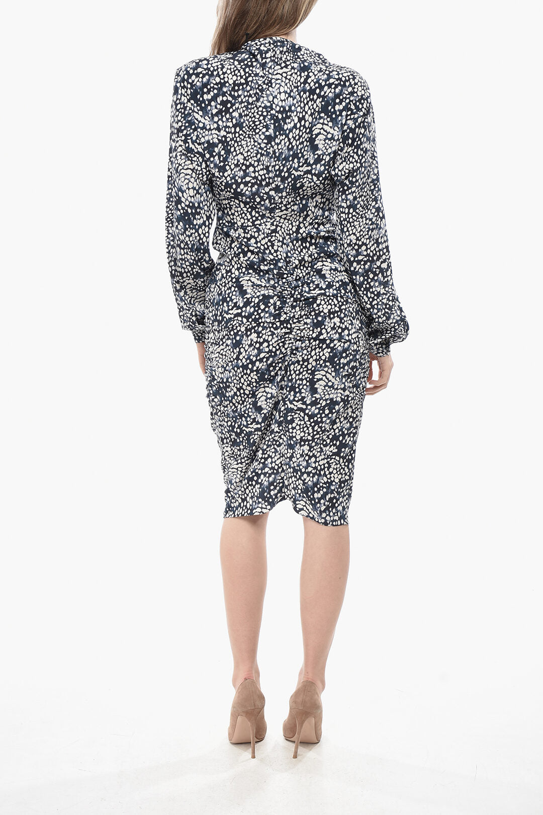 Isabel Marant 2405~Silk-Blend Draped Dress HERMINA With Front Zip, view 2
