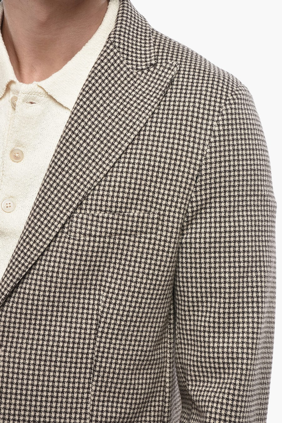 Paolo Pecora 2405~Single-Breasted Houndstooth Blazer With Patch Pockets, view 3