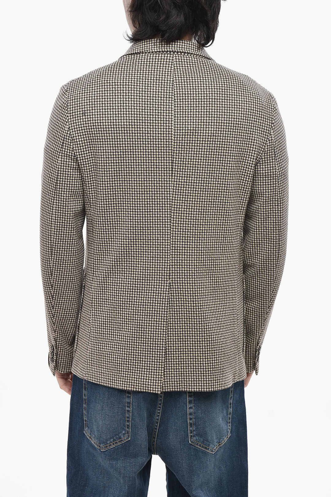 Paolo Pecora 2405~Single-Breasted Houndstooth Blazer With Patch Pockets, view 2