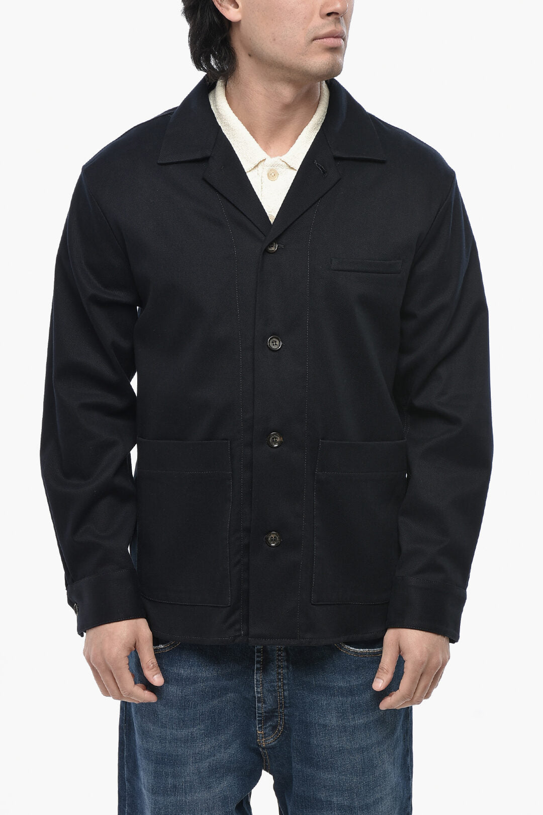 Paolo Pecora 2405~Twill Cotton-Blend Blazer With Flap Pockets