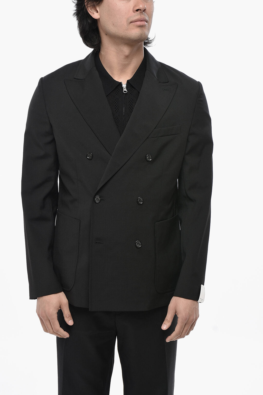Paolo Pecora 3500~Unlined Double-Breasted Wool-Blend Blazer