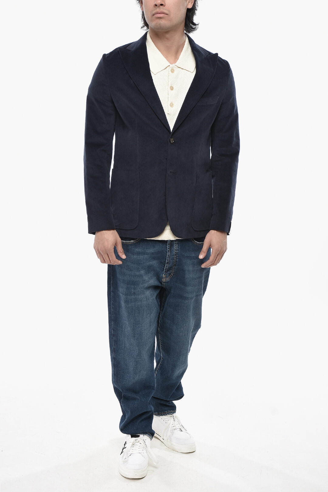 Paolo Pecora 2405~Slim-Fit Velour Blazer With Peaked Lapel, view 2