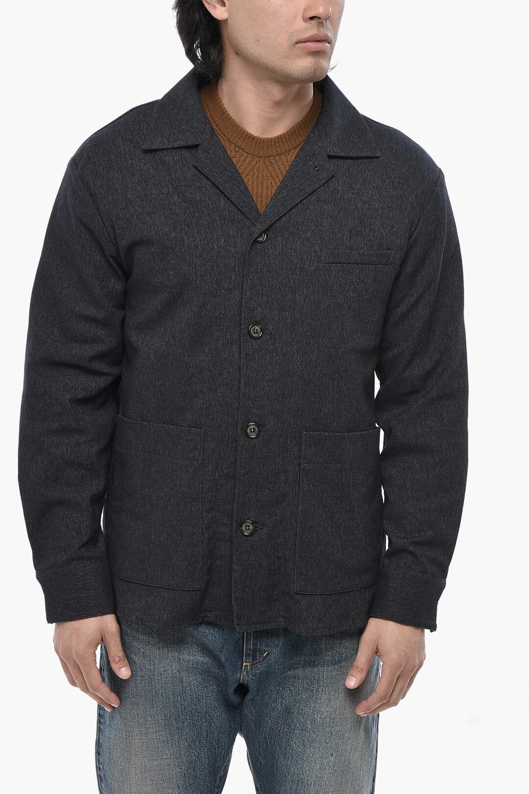 Paolo Pecora 2405~Cotton-Blend Blazer with Patch Pockets