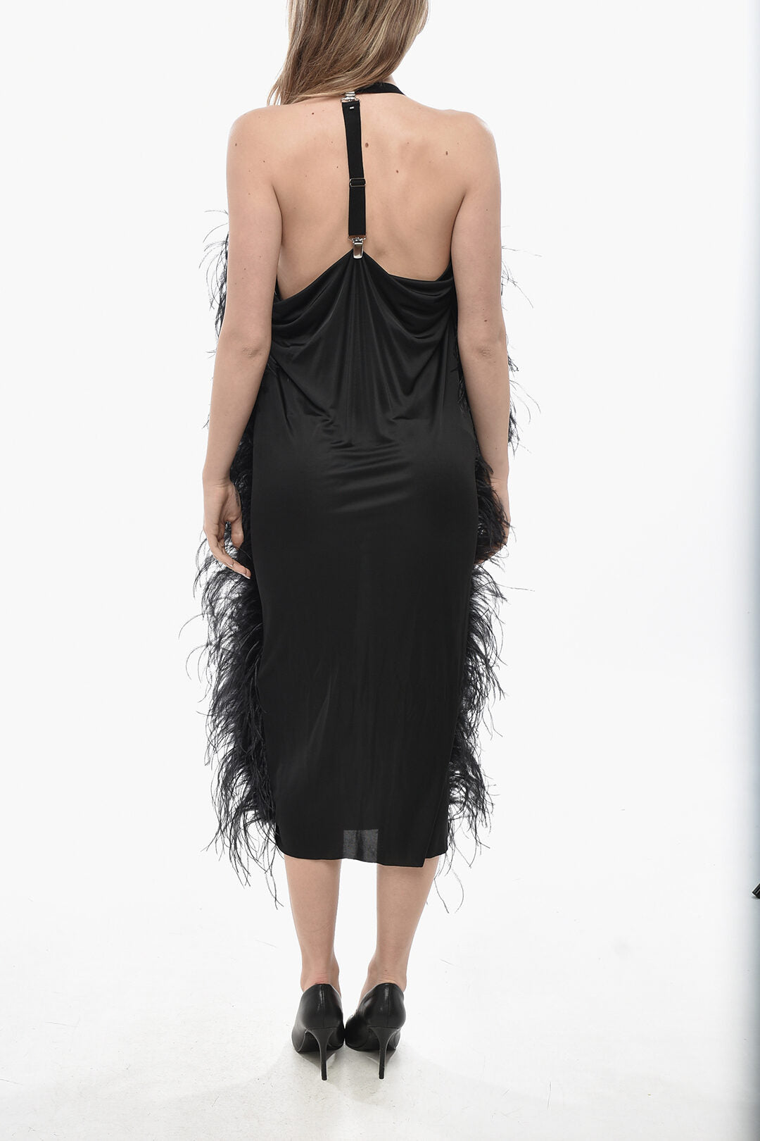 Max Mara 3500~SPORTMAX Jersey Dress USSITA with Feathers