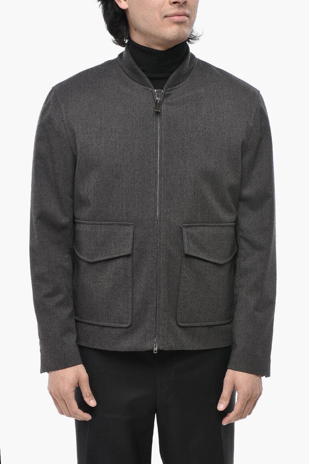 Paolo Pecora 2470~Wool-Cloth Zip-Up Jacket with Utility Pockets