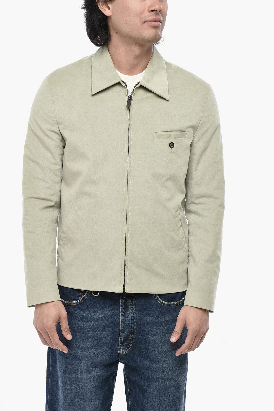Paolo Pecora 2850~Ribbed Velour Overshirt With Front Zip