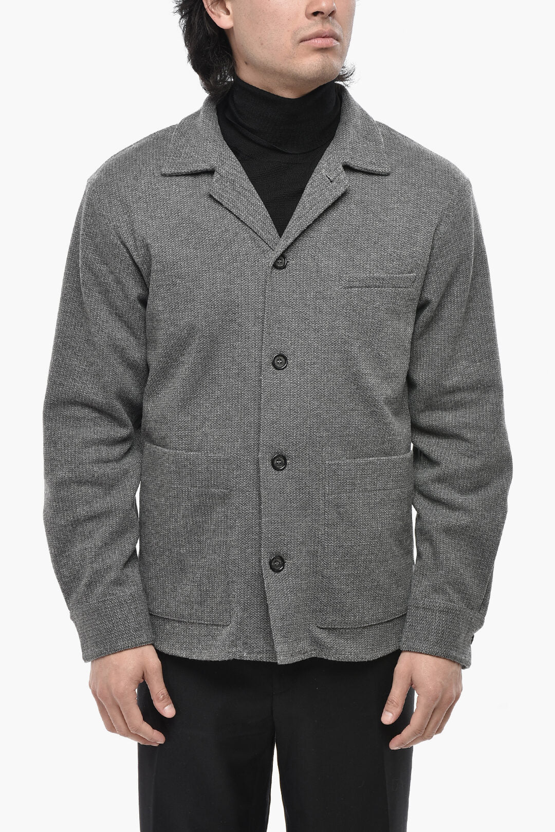 Paolo Pecora 2470~Herringbone Blazer with Patch Pockets