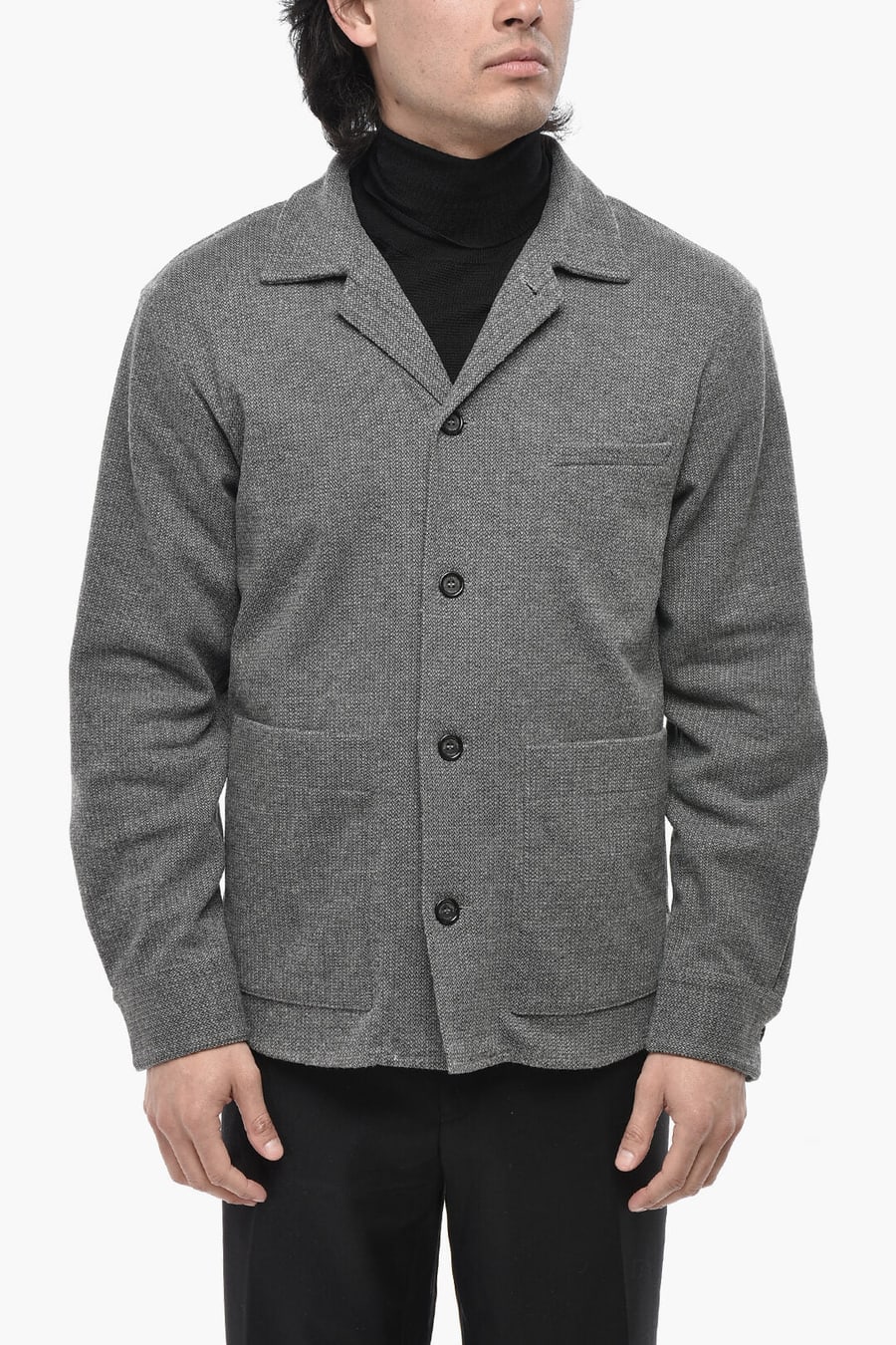 Paolo Pecora 2470~Herringbone Blazer with Patch Pockets