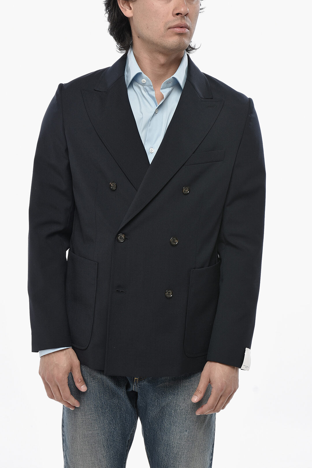 Paolo Pecora 2405~Wool-Blend Unlined Double-Breasted Blazer