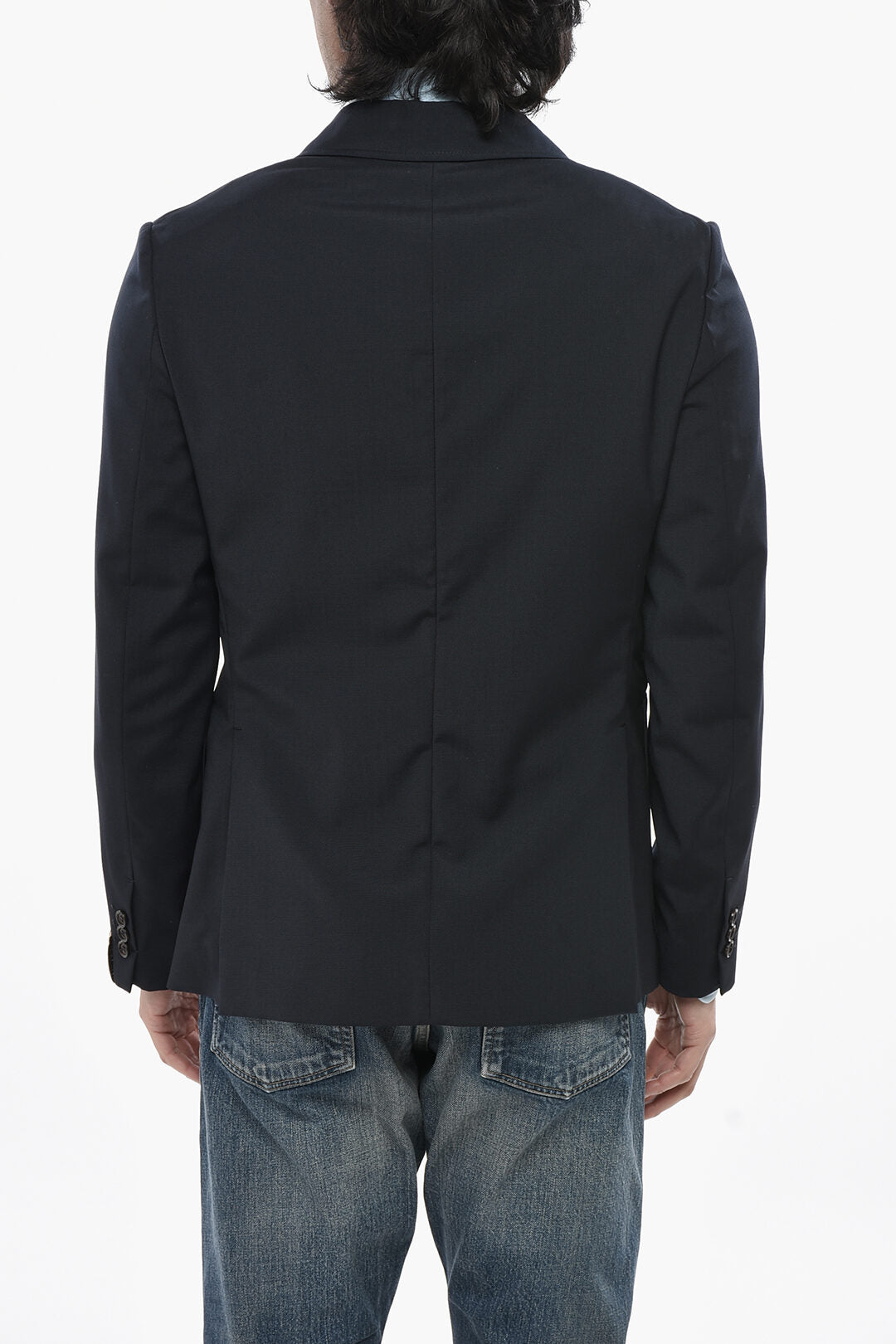 Paolo Pecora 2405~Wool-Blend Unlined Double-Breasted Blazer, view 2
