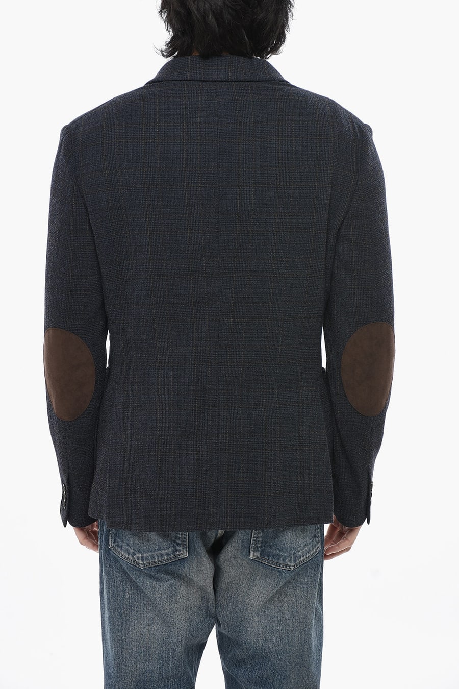 Paolo Pecora 2405~Wool-Blend Double-Breasted Blazer with Check Pattern, view 2
